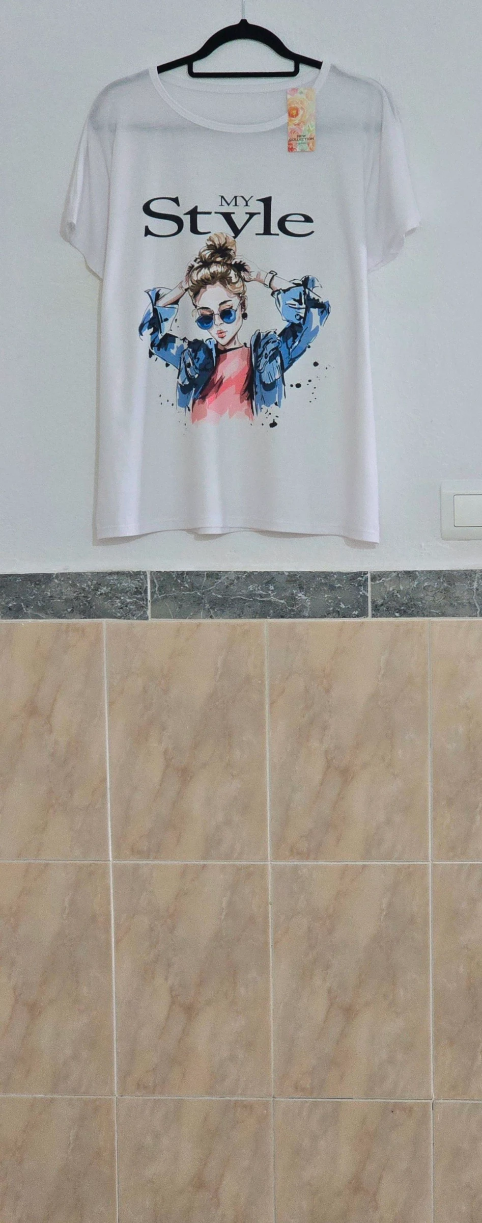 Camiseta blanca "My Style" de manga corta